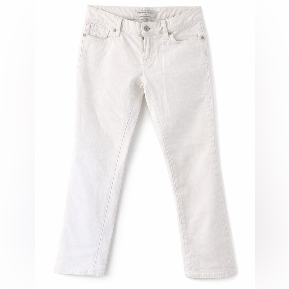 Banana Republic White Stretch Denim Jeans Size 2 Ankle or 3/4 Length Women NWOT